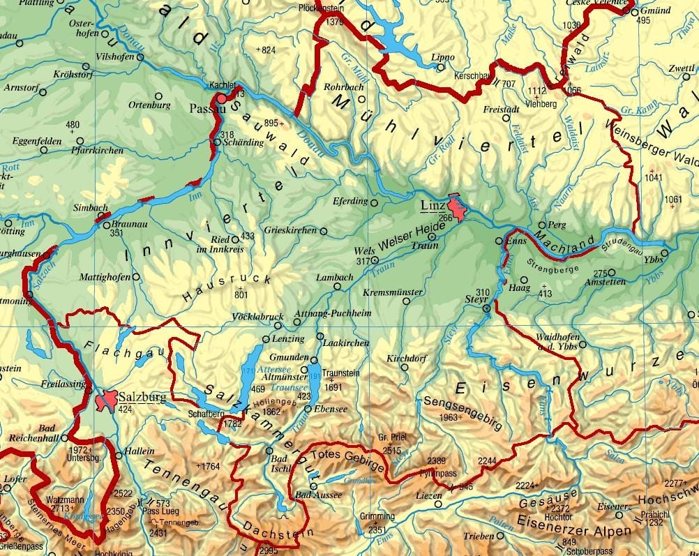 வரைபடத்தை மேல் ஆஸ்திரியா