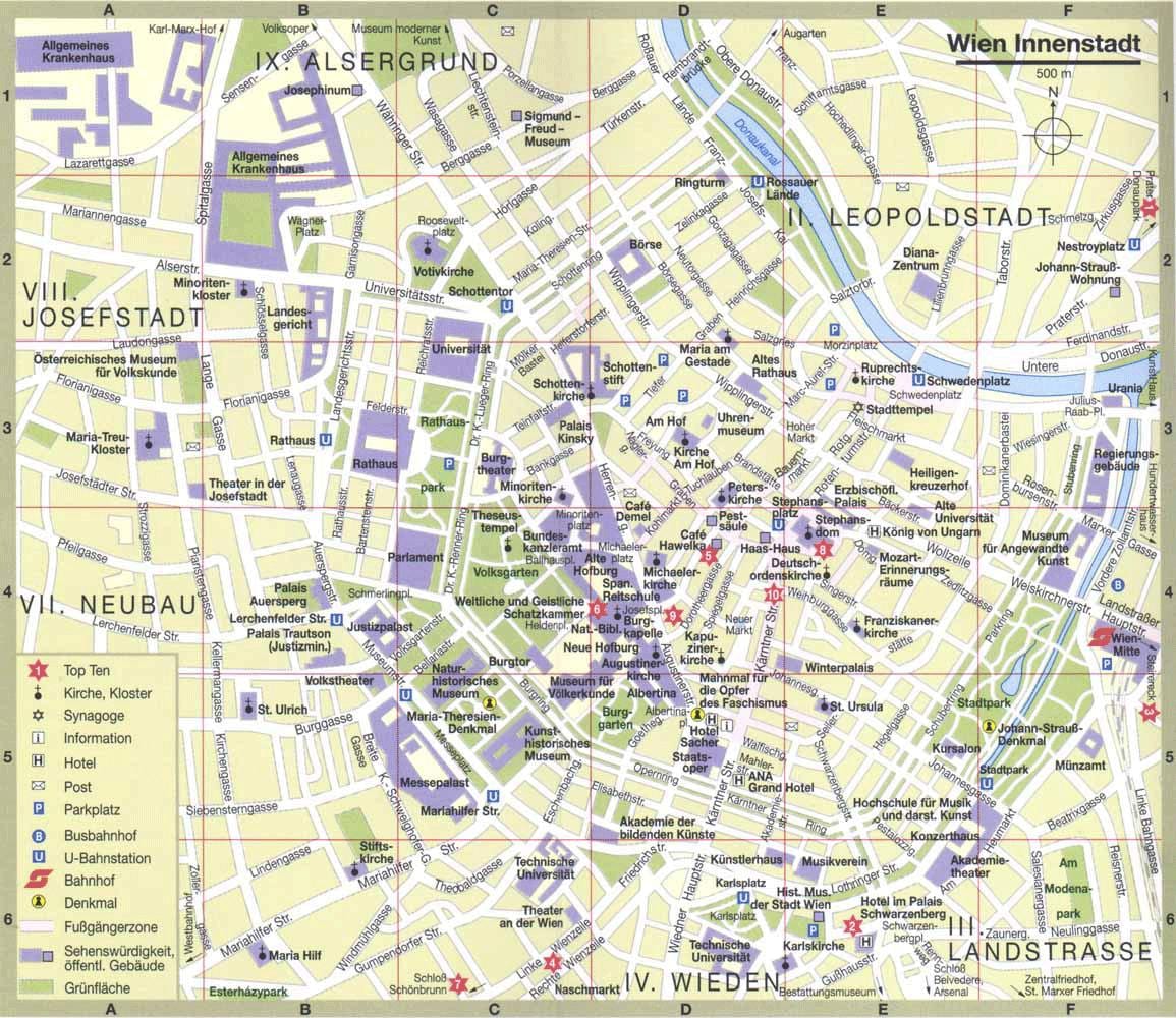 வரைபடம் வியன்னா ஆஸ்திரியா tourist attractions